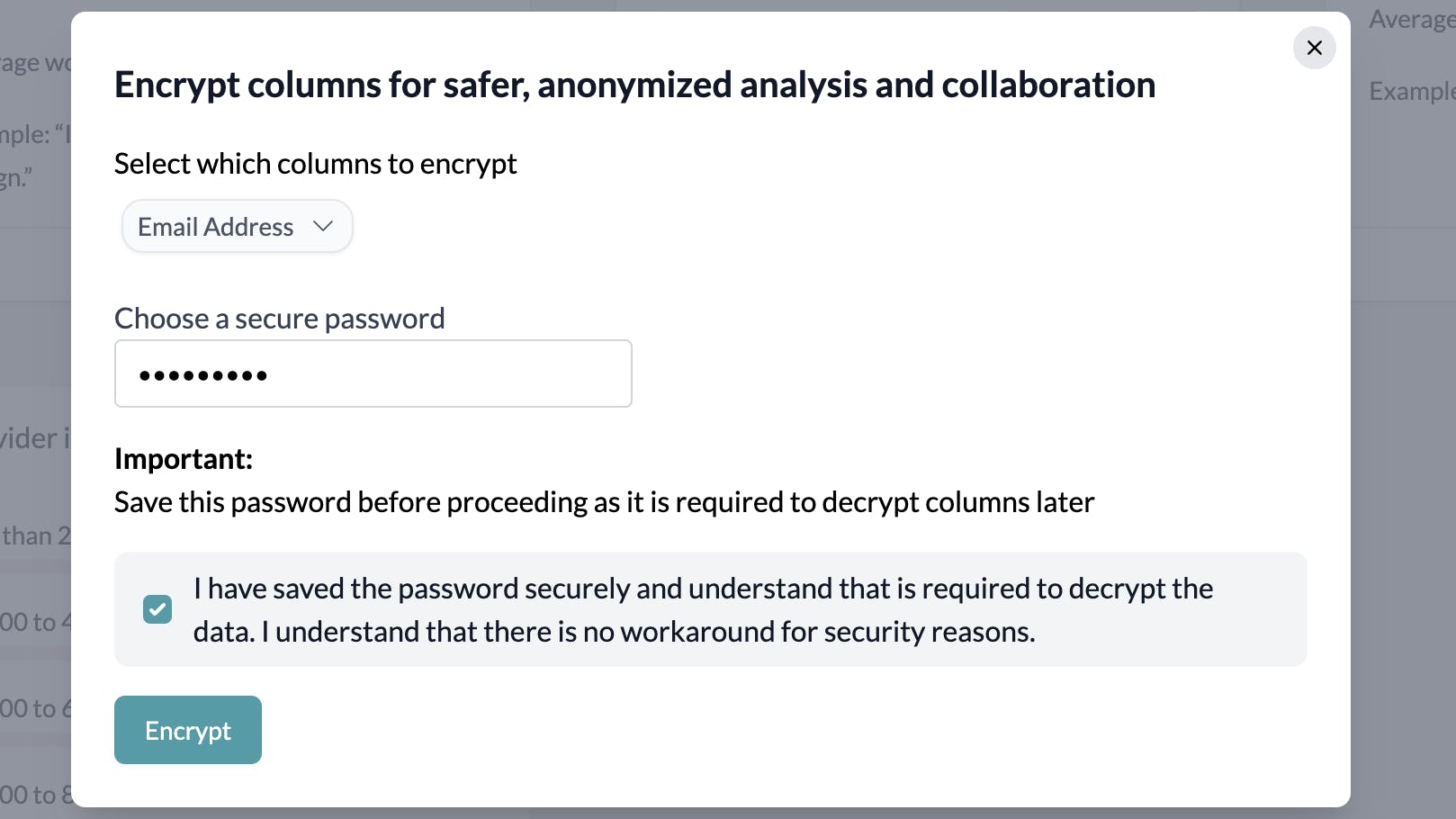 encryption - enter password