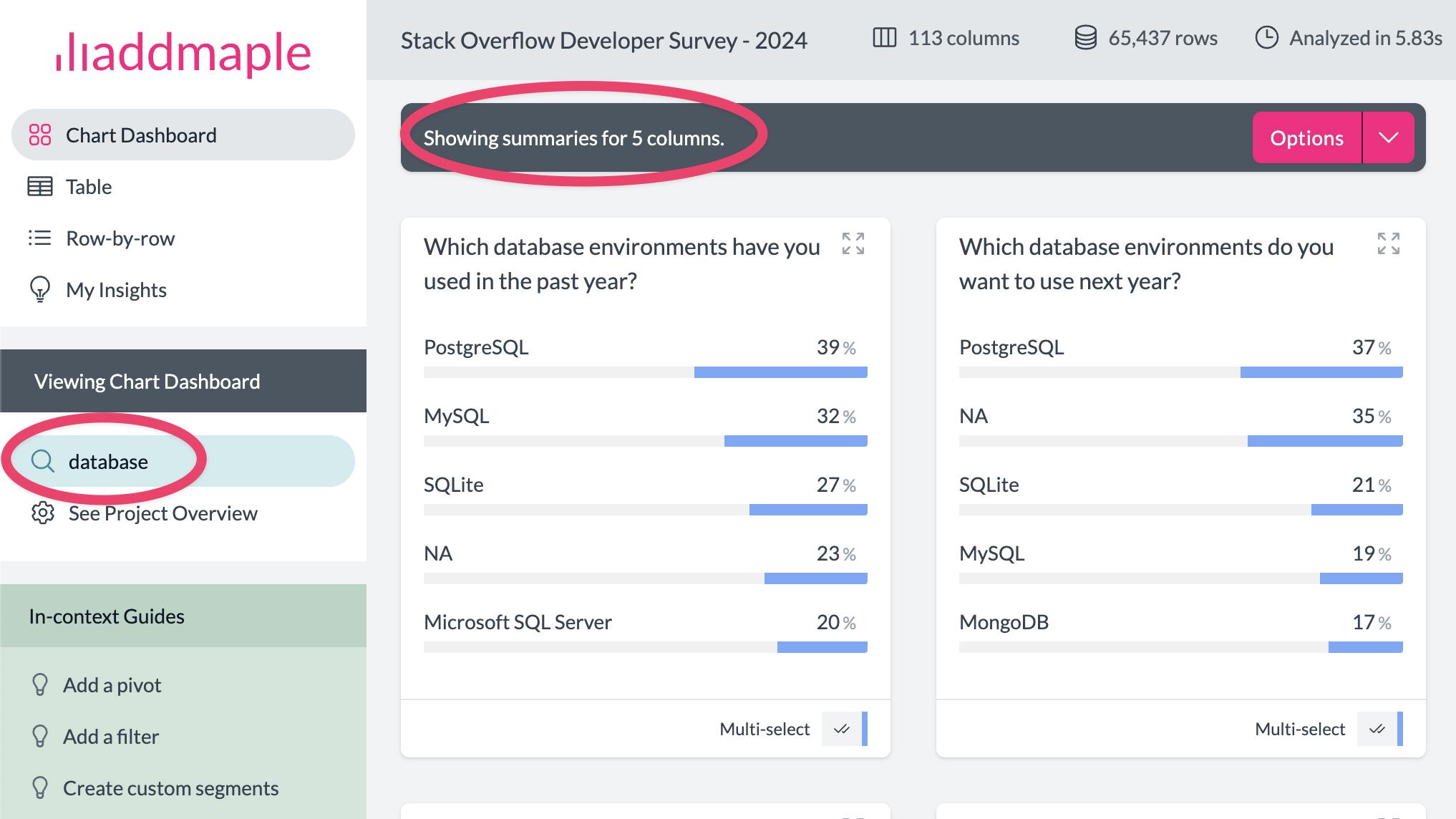 chart dashboard search